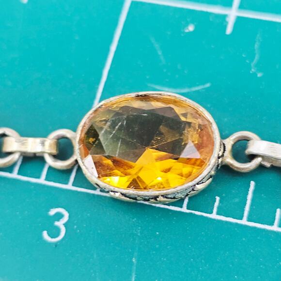 Yellow Citrine Gemstone Handmade 925 Sterling Silver Jewelry Bracelet Sz 7-8" - Picture 8 of 8